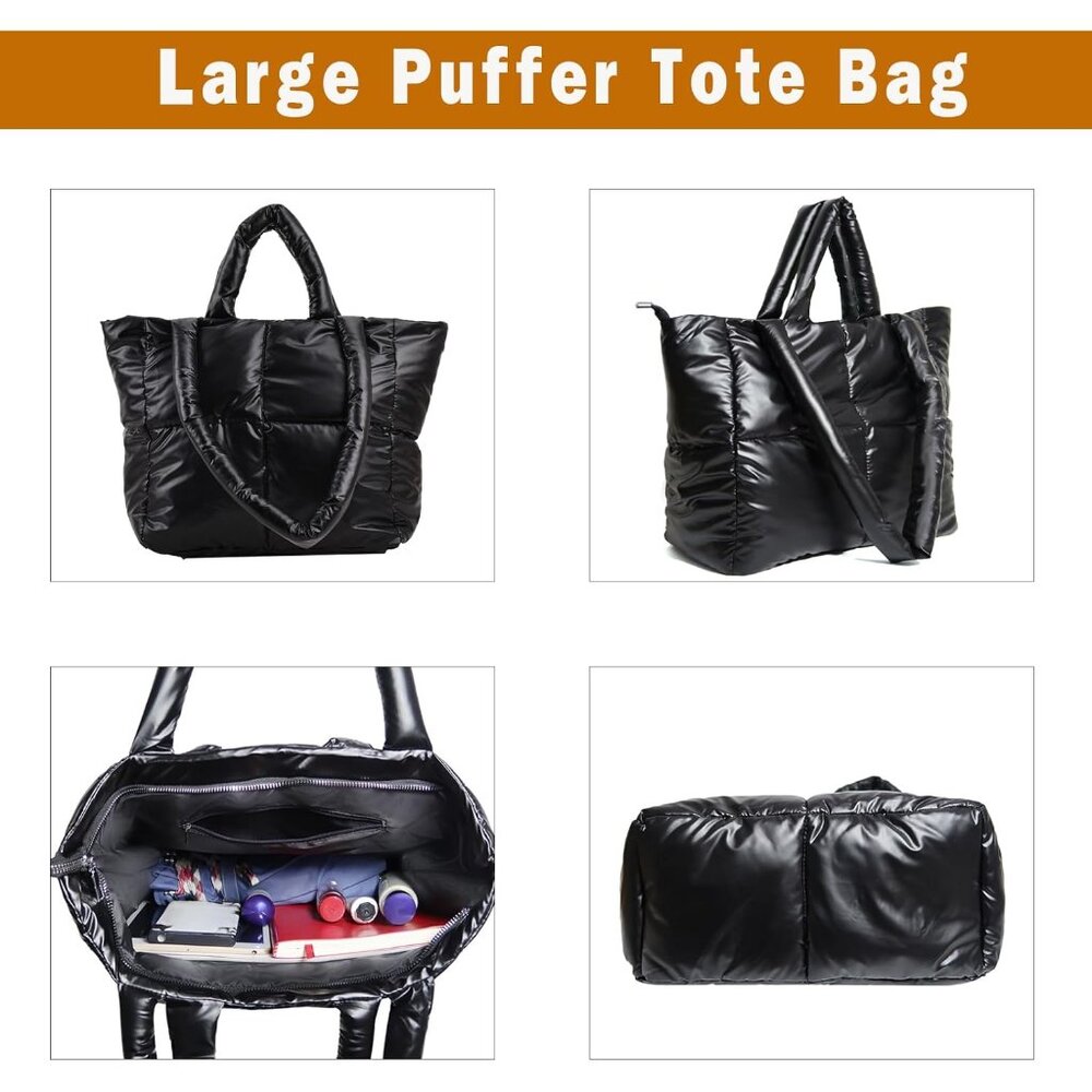 Versatile Large Capacity Puffer Tote - Stylish Ha… - image 4